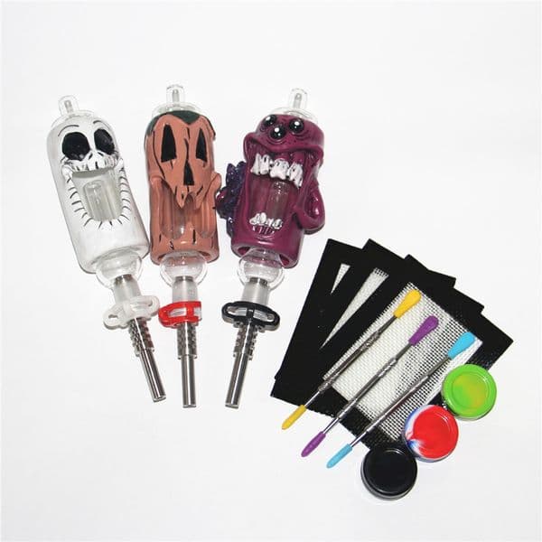 14mm Nectar Kits 3D Smoking Accessories Cartoon Resin With Titanium Nail Straw Oil Rigs glass pipe smoke accessories