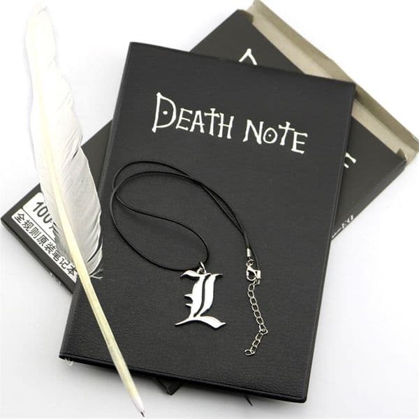 2026 New Wholesale A5 Anime Notebook Set Leather And Necklace Feather Pen Animation Art Writing Journal Death Note Notepad 220707 Free Shipping