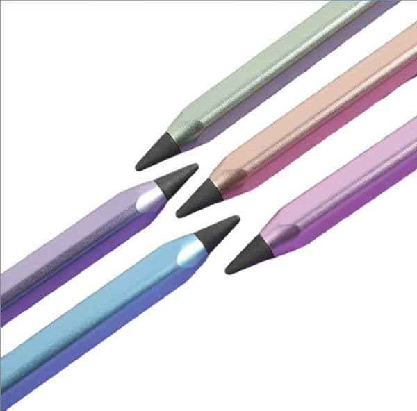 Everlasting Pencil Magic Inkless Metallic Aluminum Forever Pen Replaceable Graphite Nib Creative Party Favor Writing Drawing Drafting Office School Supplies