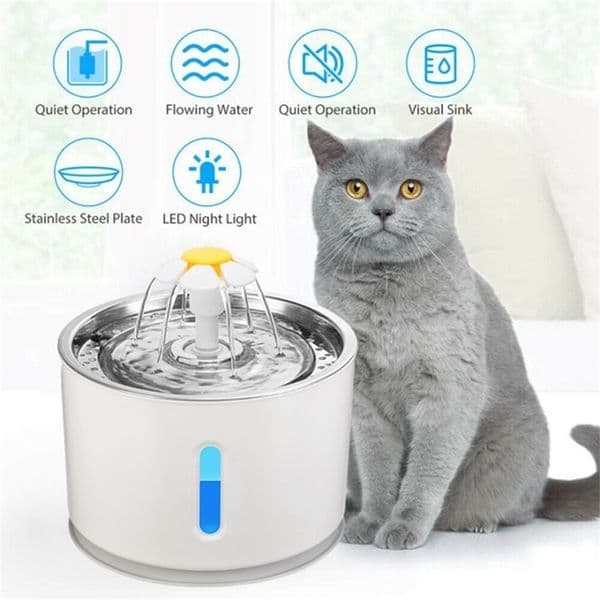 2.4L Automatic Cat Water Fountain LED Electric Mute Feeder USB Dog Pet Drinker Bowl Drinking Dispenser For 220323
