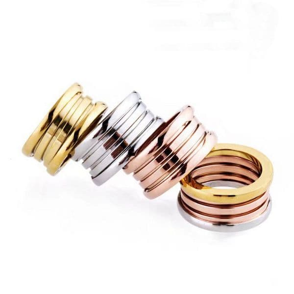 Europe America Style Ring Men Lady Women Stainless Steel Engraved Letter Three-band Tour-band 18k Gold Lovers Screw Narrow Wide Rings 3 Color