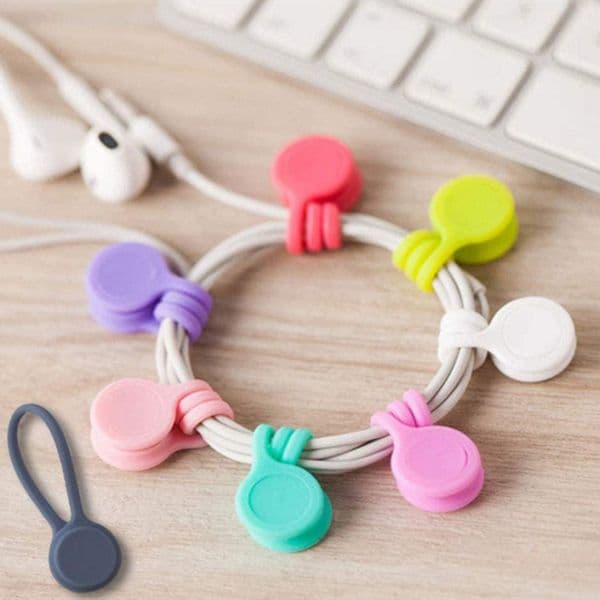 Magnetic Twist Cable Ties Silicone Cable Holder Clips Cord Wrap Strong Holding Stuff Cables Organizer For Home Office DH8377