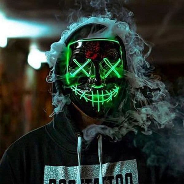 LED Mask Luminous Glow In The Dark Mascaras Halloween Party Costume Cosplay Masques Horror Props Neon light Masquerade 220707