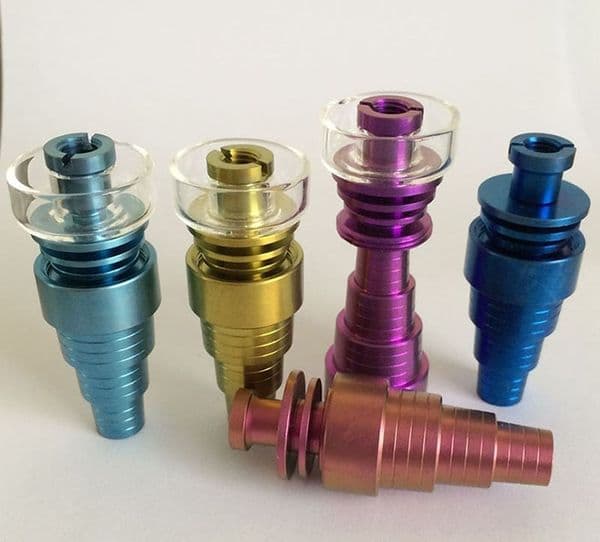 Highly quality Colorful Domeless With Colored Carb Cap Titanium Nails 10mm 14mm 19mm Female Male Joint Quartz Banger Nail