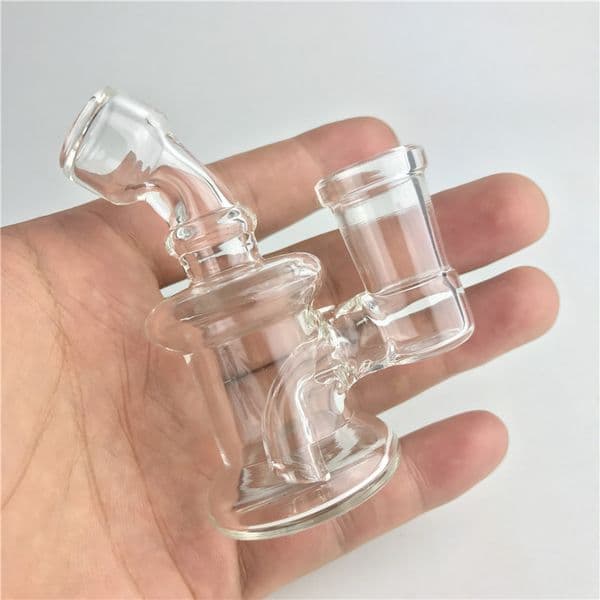 Mini Bong 14mm Glass Bong with Female Clear Glass Blunt Bongs Thick Recycler Heady Mini Bong for Smoking