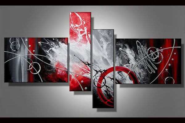 Contemporary Wall Art Multiple 4 Pieces Sets Modern Abstract oil painting Handpainted on Canvas for Living Room Office Hotel Home Decor Gift abs049