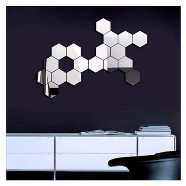 12pcs/Set 3D Modern Mirror Geometric Hexagon Acrylic Wall Sticker Art DIY Mirrors Wall Sticker Home Living Room Decoration