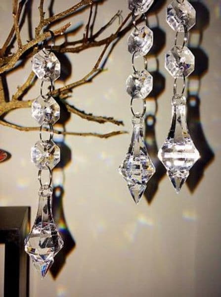 Clear Acrylic Crystal Pendants Hanging Bead Drape Garland Wall Panel Wedding Decor Garland Tassel Screen XMAS Tree DIY party Decorative