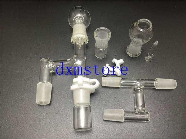 newest 18.5mm&14.5mm Oil Reclaimer Glass Adapter for Glass Bongs Water Pipe Comes with glass jar head, and keck clip,galss pipe