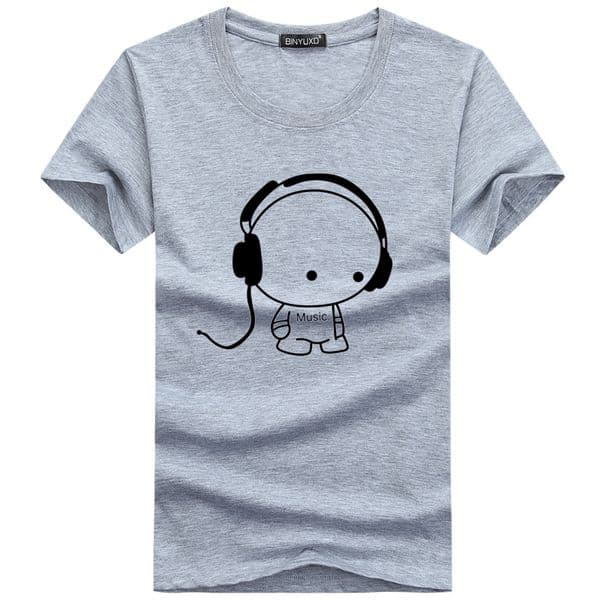 Top Quality T Shirts Fashion Headset Cartoon Printed Casual T Shirt Men Brand T-shirt Cotton Tee Shirt Plus Size 5XL