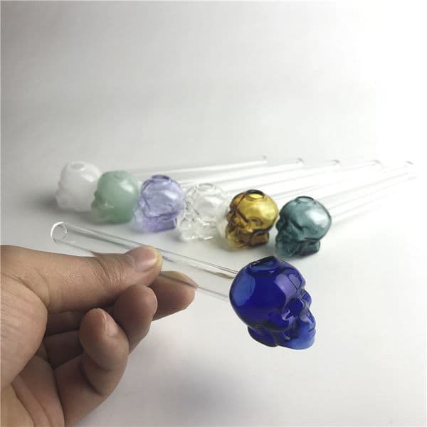 Colorful Glass Oil Burner Pipe with 5.5 inch 2mm Thick Pyrex Skull Glass Hand Pipes for Smoking