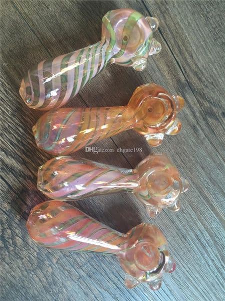 wholesale 3inch Mini cheap Yellow Rainbow Glass hand pipes Smoke Tobacco Pipes for Smoking Herbal .Herbal spoon pipe free shipping
