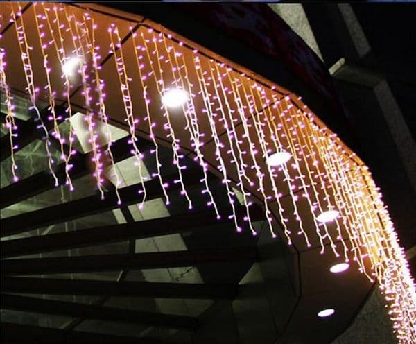 wide 12m * drop 1m LED Curtain Light String ICICE Christmas Garden Decoration Party Wedding Holiday Flash String Fairy Lamp