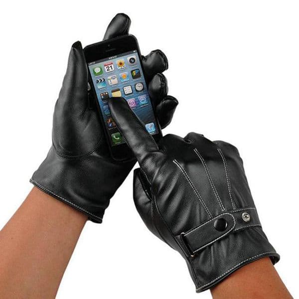 Durable Leather Motorcyclist Glove Kit - Breathable Finger Tip Touchscreen Accessory for Cold Weather Rides