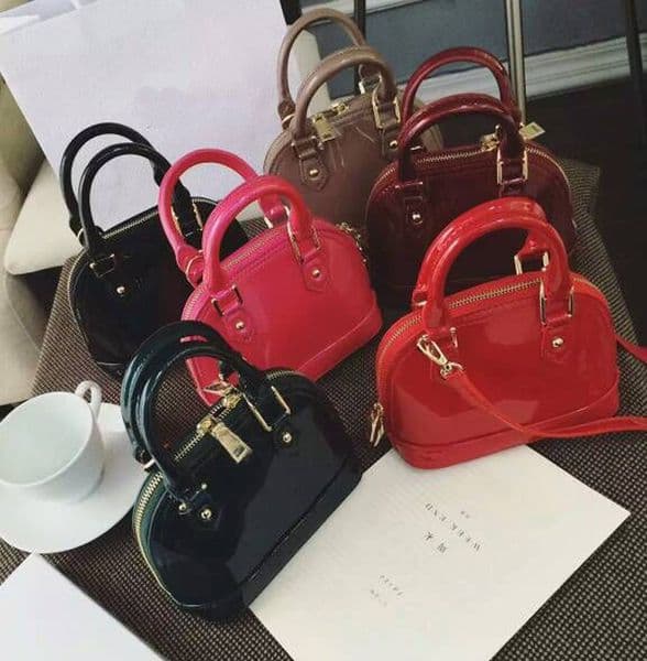 Handbag designer shell bag shinny leather cross body bag lady patent purse tote colourfull women classic zipper pocket Wholesale