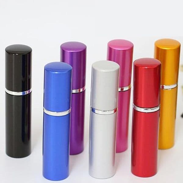 wholesale 7 Colors 5ml Travel Smooth Aluminium Bottle 5CC Refillable Perfume Atomizer Tubes fragrance Gass Spray Bottles Home Fragrances