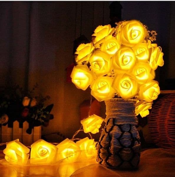 5m 20 Blooming Rose Chrsitmas LED String Fairy Lights Warm White Lumineuse Led Flashing String Lights Party Wedding DecorationsAC 110v-250v