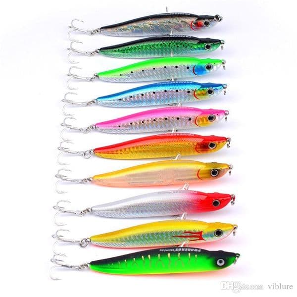 10Colors walkingdog action Pencil fishing lures hooks 10cm 15g Fly Fishing Crankbait ABS plastic simulation Laser hard Baits