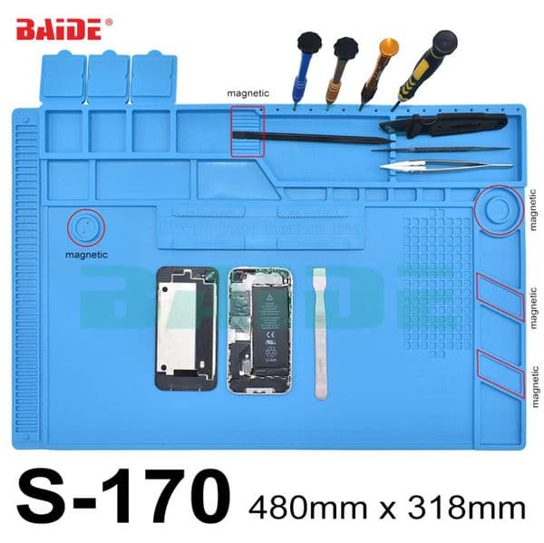 New Arrived S-170 Heat Insulation Silicone Pad Desk Mat Maintenance Platform for BGA Soldering Repair Station Working Mat 10pcs