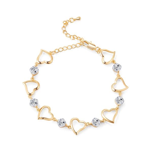 America Europe and Fashion Trendy 18K Yellow Gold Plated CZ Hearts Anklets Chain Link for Girls Women for Wedding Party L260603WVG9