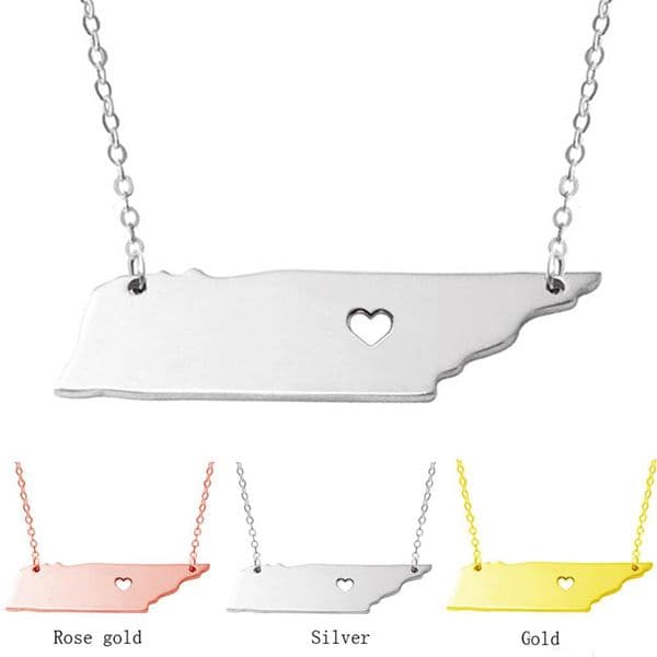 stain steel US map state Delaware State S925 silver Geometric pendant necklaces statement necklace charm jewelry w