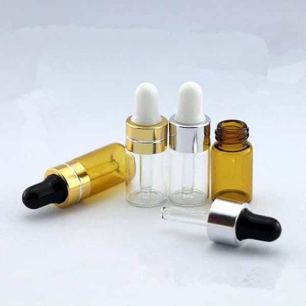 3ML Amber Clear Glass Dropper Bottle Jars Vials With Pipette For Cosmetic Perfume Essential Oil Bottles F2017294