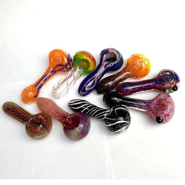 glass smoking pipes spoon pipes hand made 3.9'' accessories for dry herb 4.5 Inch hand pipe colorful strips spoon pipe lollipop hand-blown Heady Glass Pipes