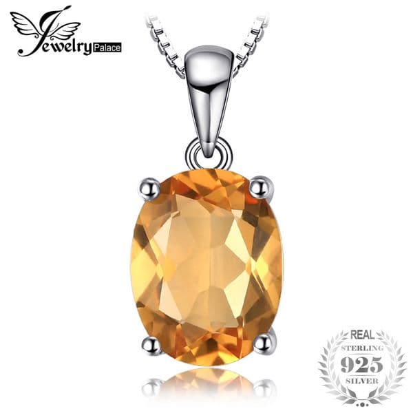 JewelryPalace Oval 1.7ct Natural Citrine Birthstone Solitaire Pendant 925 Sterling Silver Not Include a Chain Jewelry On Sale S18101308