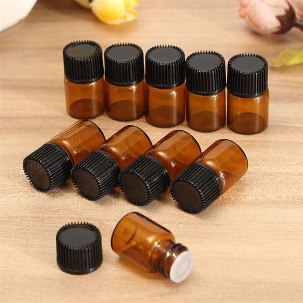 4320pcs/Lot 2ml Mini Amber Glass Essential Oil Refillable Sample Bottle Brown Glass Vials With Screw Cap DHL Free Shipping