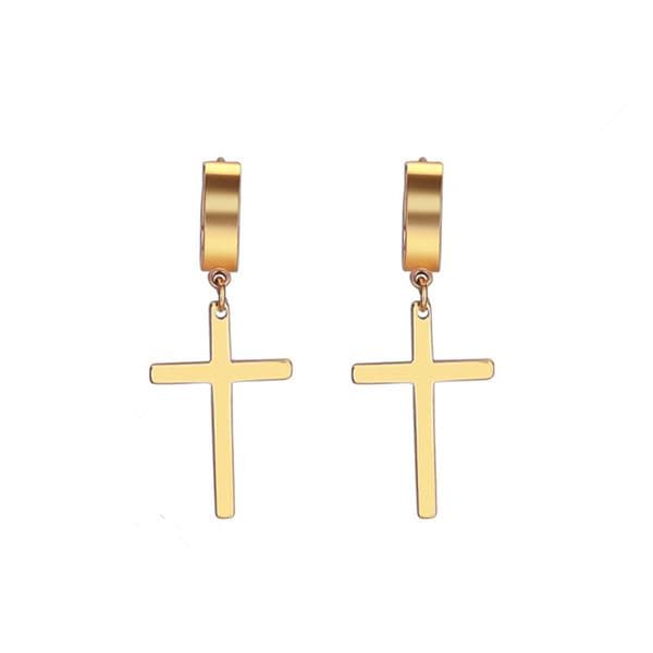 whole saleCross earrings man woman fashion earring cross pendant ear piercing jewelry 1 pair