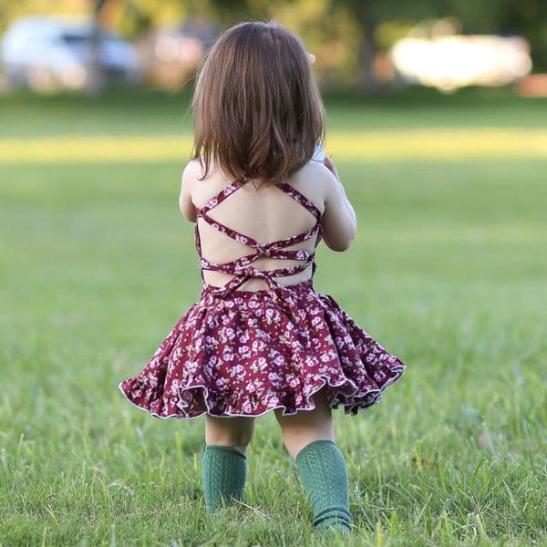 2018 european new style baby girl summer dresses little kids backless broken flower suspender cotton dress free shipping
