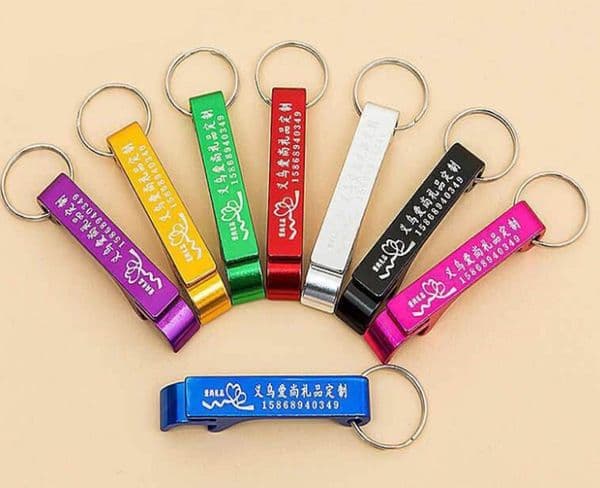200pcs/lot Wedding Party Promotion Customed printed logo gift Aluminum alloy bottle opener metal keychain laser LOGO