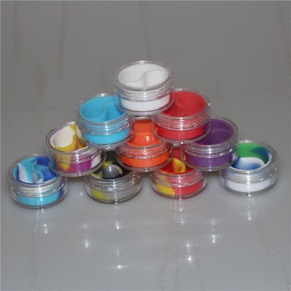 wholesale 10ml clear plastic acrylic wax containers silicone jar dab wax containers , silicone dab jar glass oil containers