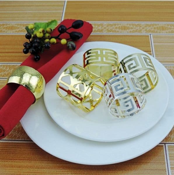 Serviette Ring Gold Napkin Holder Silver Chinese Wall Napkin Ring West Dinner Towel Ring Party Decoration Table Decoration