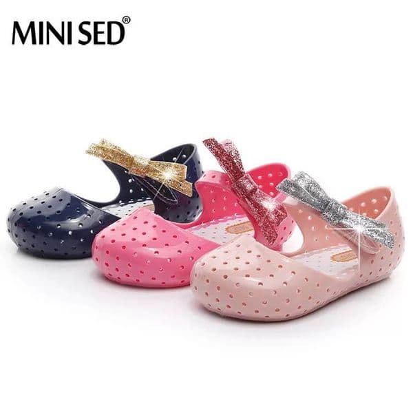 Mini Sed Bow Jelly Sandals Shoes For Children Sandals 2018 Girls Bow Shoes Hole Breathable Soft Comfortable Girls Sandals
