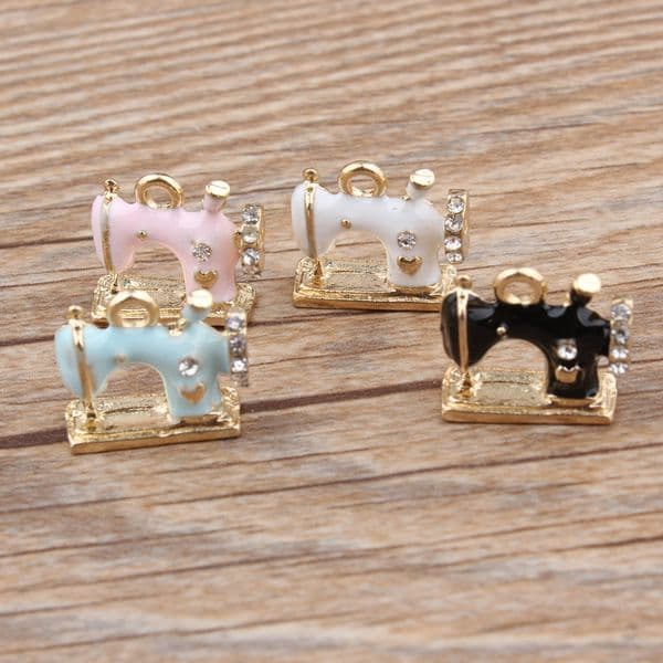 50PCSLot Fashion Jewelry Sewing Machines With Rhinestone Oil Drop Pendant Fit For Bracelet DIY Fashion Jewelry Accessories