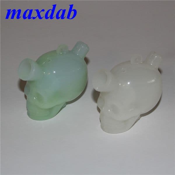 Glow in the dark Skull Blunt Bubbler hookah Silicone Travel Bubblers Cigarette Filter Glass Water Pipes Silicone Bong Pipe