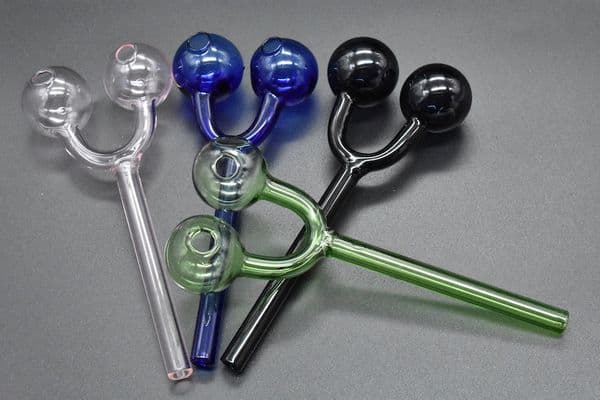 Colorful Glass Oil Burner Pipes double bowl Glass Tube Oil Burning Pipe dry herb Pipe for Smoking cigratte hand pipe for hookah shisha
