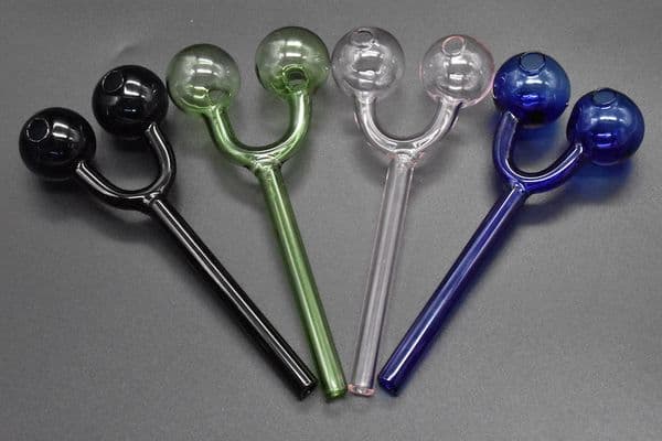 New Arrival glass Smoking Pipes Double Bubble Glass Oil Burner pipe Glass tobacco oil burner hand dry herb pipe free shipping