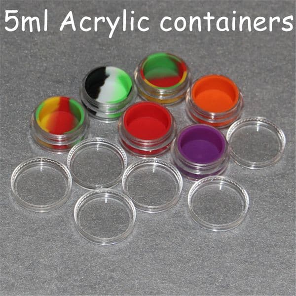 Acrylic wax containers silicone box Silicon container 32*18mm Non-stick food grade jars dab tool smoking hand pipes