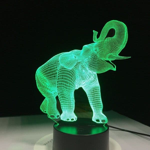 3D Table Lamp Night Light Animal Elephant Shape Touch Sensor 7 Color Change LED