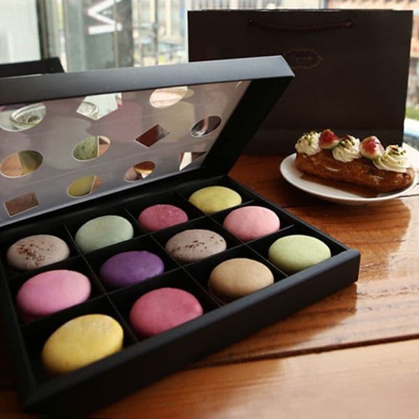 Open Window 12 Macaron Box Bakery Box for Biscuits Cookie Mooncake Packaging Paper Boxes Free Shipping QW7467