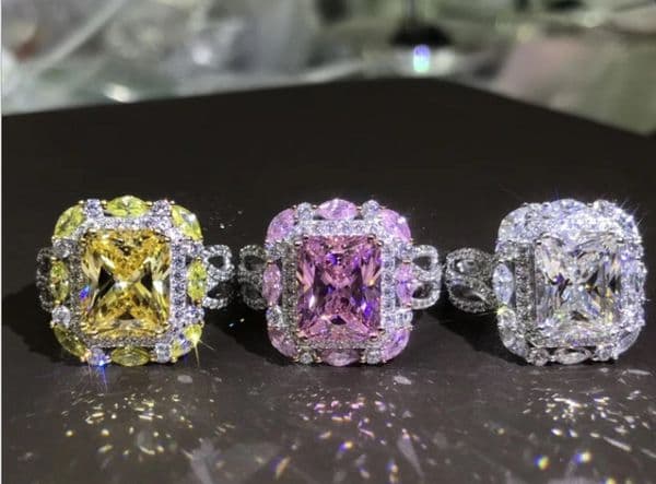 Sterg Sier Princess Cut Multicolor Wedding Band Ring: Stunning Jewelry for Women, Lover Gift 230f