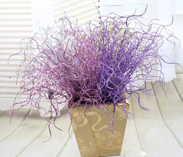 5pcs Artificial Glitter Powder Juncus effusus Grass For Flower Arrangement Accessories For Home Wedding Garden Decoration