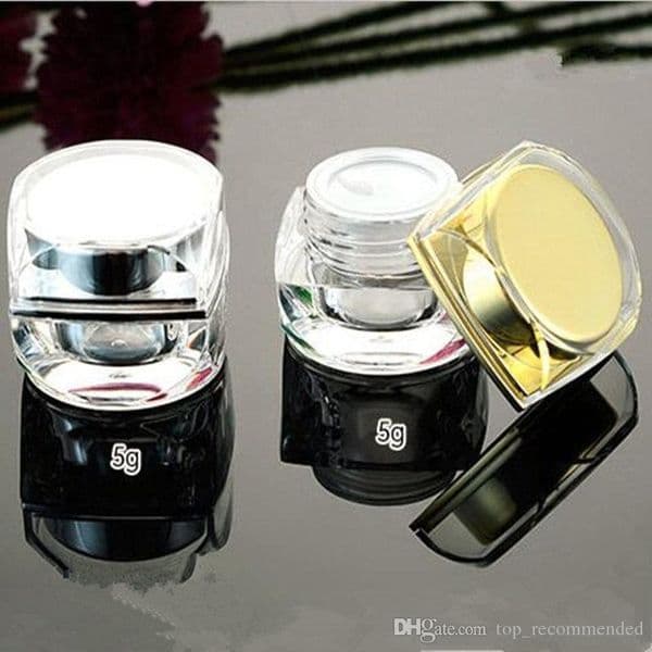 5g Octagonal Gold Silver Acrylic Empty Plastic Cosmetic Cream Small Jars 5g 10g for Sample Packaging Containers H 100pcs