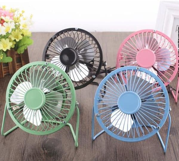 Cool Summer Aluminum leaf Quiet Mini Table Desk Personal Fan and Portable Metal Cooling Fan for Office Home High Compatibility