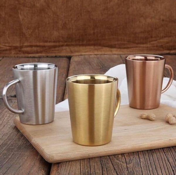 Stainless Steel Milk And Coffee Thickened Double Wall Tea Cups Big Travel Mug Camping Mugs With Handle 350Ml B2