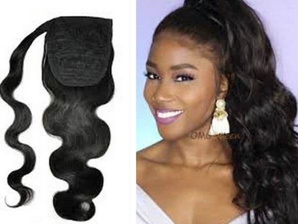 Loose wave Brazilian Remy Human hair Velcr Magic Ponytail Horsetail Clips in/on Human Hair Extension wavy pony tail Hair piece 100g-160g 1b