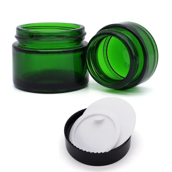 Wholesale Green Lip Balm Cream Jars Round Glass Test Tube With Inner PP Ers 20G 30G 50G Cosmetic Jar