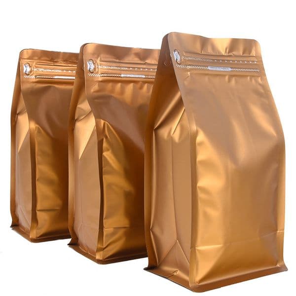 gold standing eight sides sealing bags zip lock bag,thicken packaging tea and coffee pouch pet food storage aluminum foil packing bag